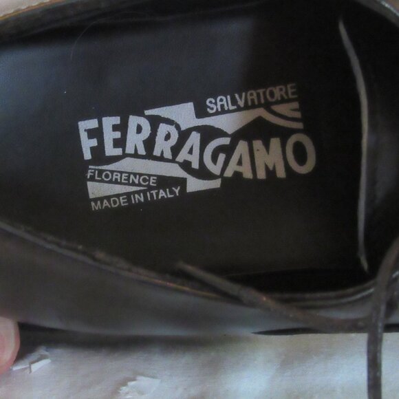 Salvatore Ferragamo Black Lace-Up Oxfords Size 43 EUR; Size 9 US Made in Italy - Picture 9 of 15